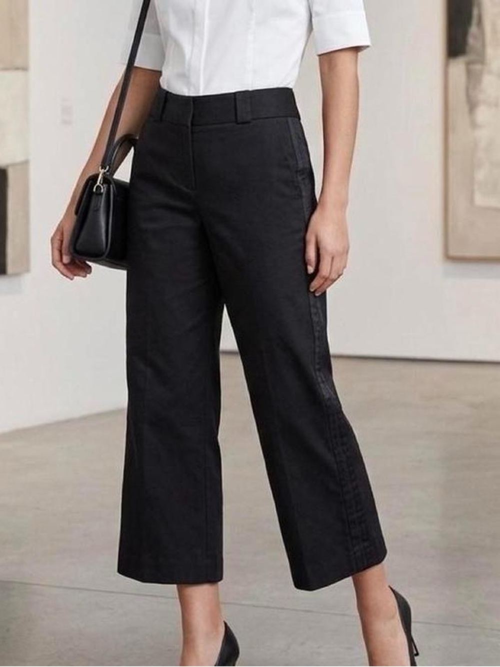 Old Navy Black Cropped Wide-Leg Pants